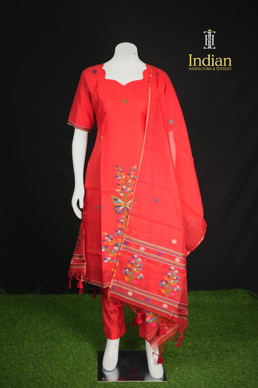 New Designer Jamdhani Sets -Red 1