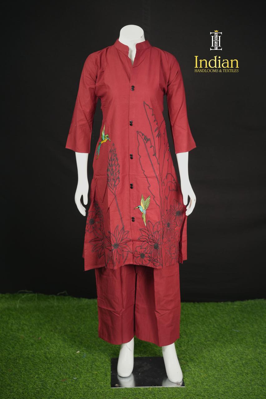 Soft Cotton 2Pcs Sets-maroon