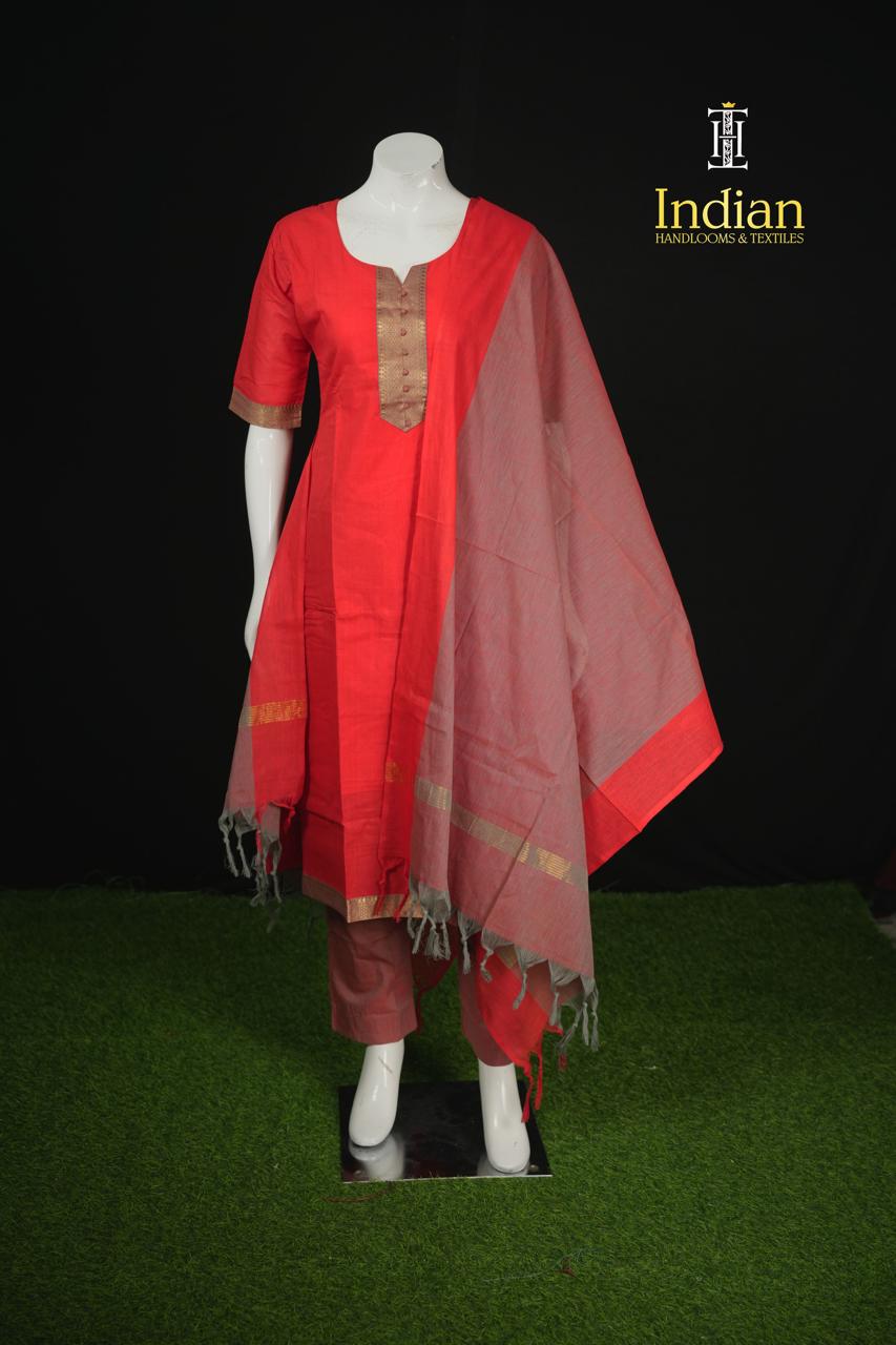 Mangalagiri Cotton Sets-Red
