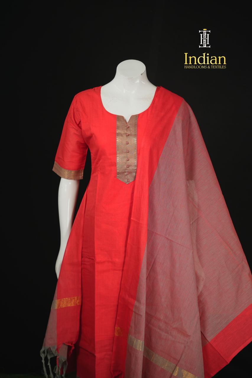 Mangalagiri Cotton Sets-Red