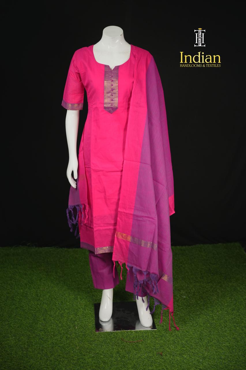 Mangalagiri Cotton Sets-Pink