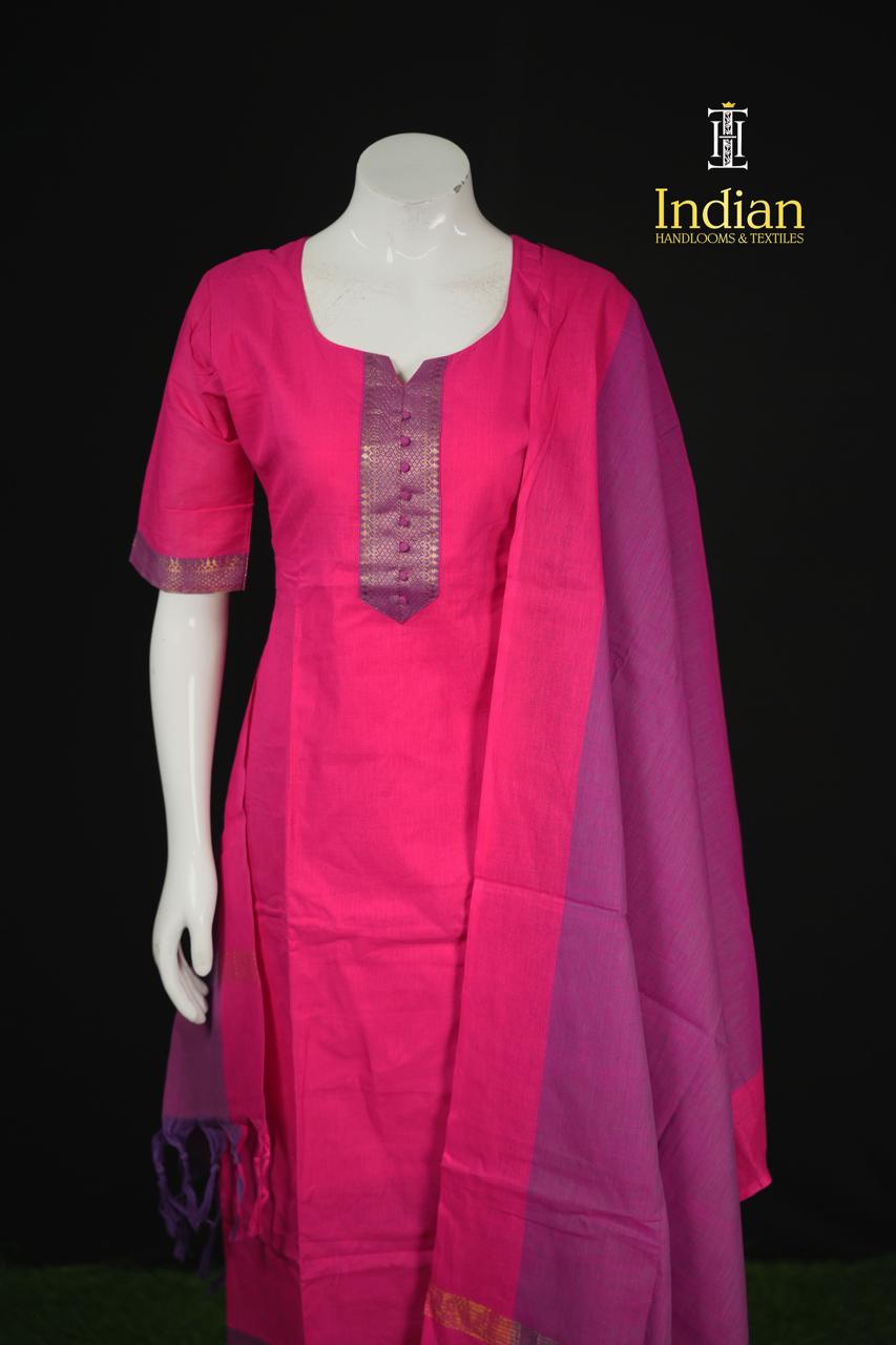 Mangalagiri Cotton Sets-Pink