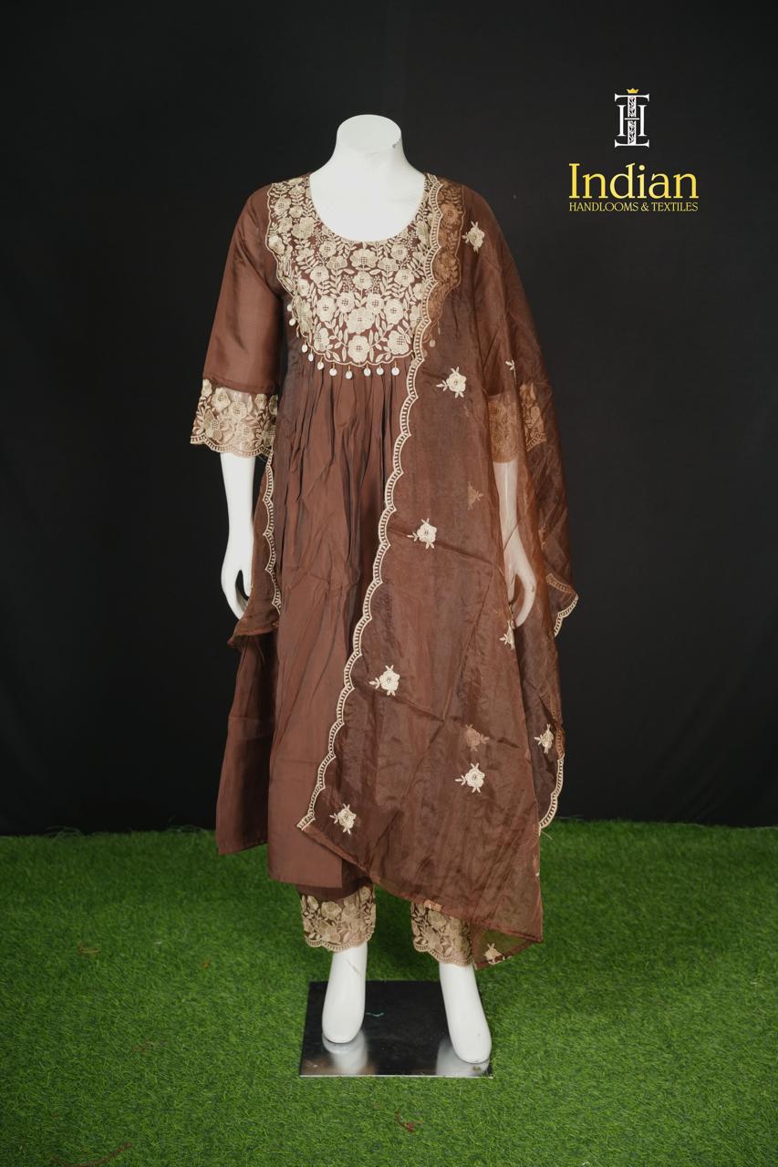 Designer Roman Silk Set-Brown 1