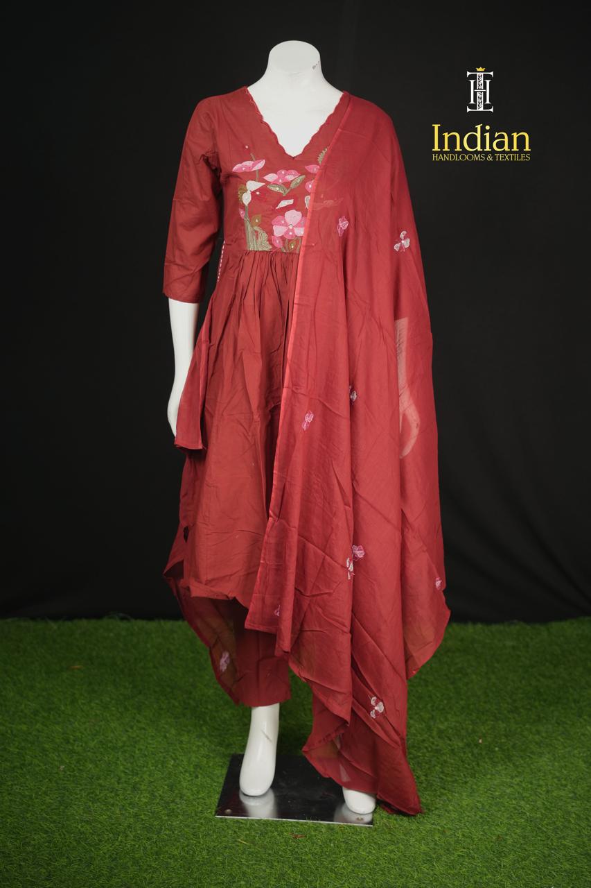 Designer Mul Cotton-Maroon 2
