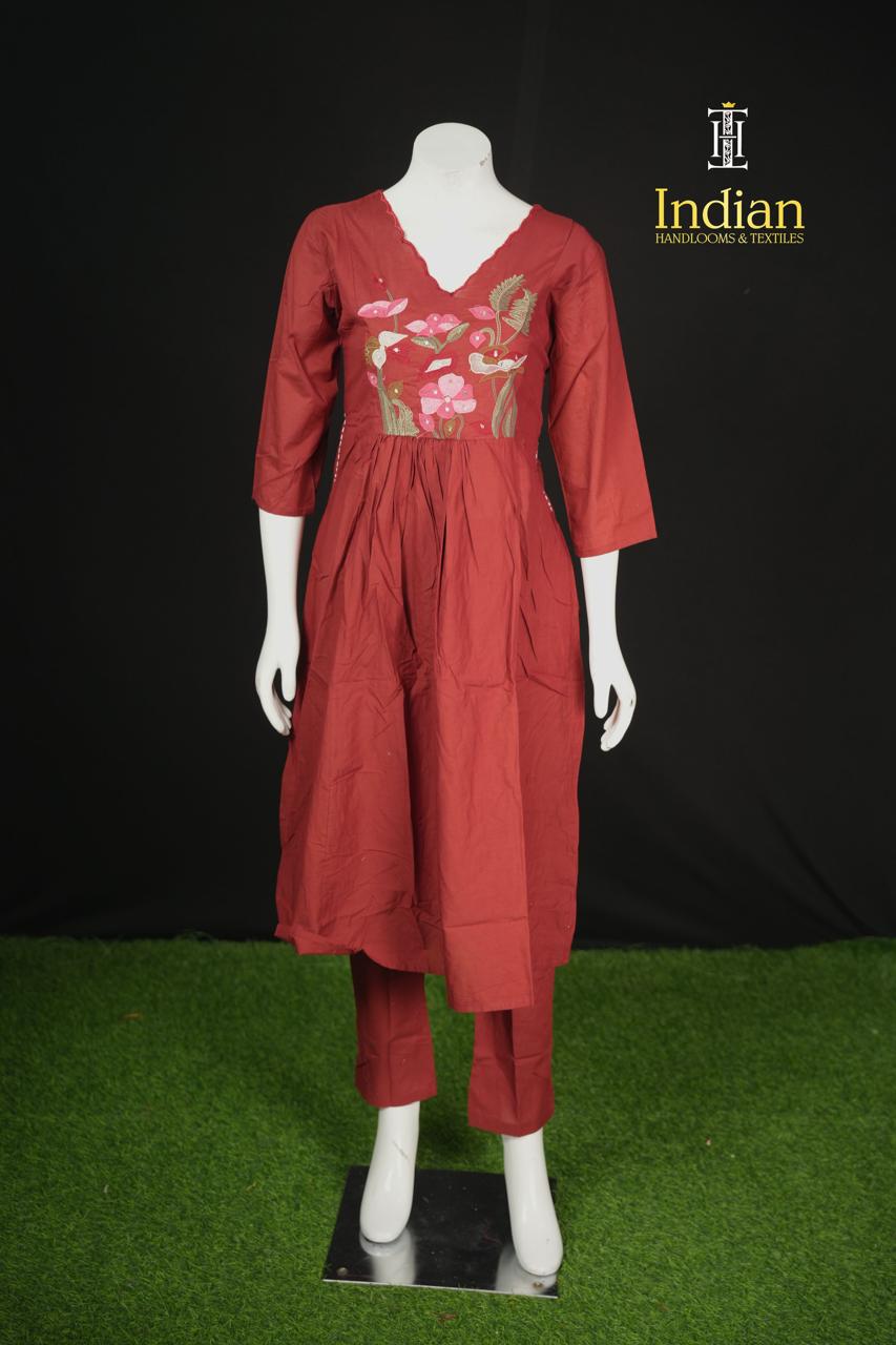 Designer Mul Cotton-Maroon 9