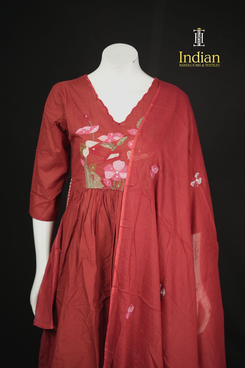 Designer Mul Cotton-Maroon 9