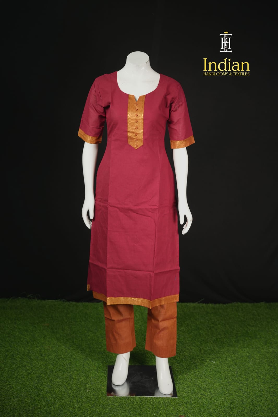 Mangalagiri Cotton Sets-Dark Maroon