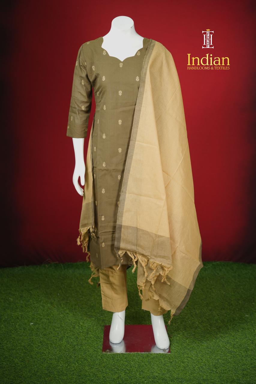 Premium Mercerised Handlooms  Cotton Sets- Mehindi Green