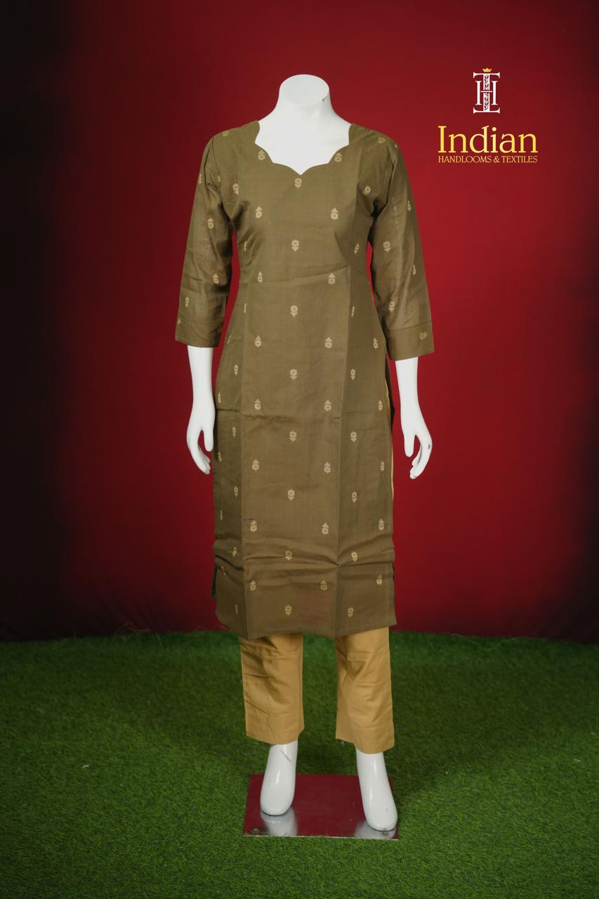 Premium Mercerised Handlooms  Cotton Sets- Mehindi Green