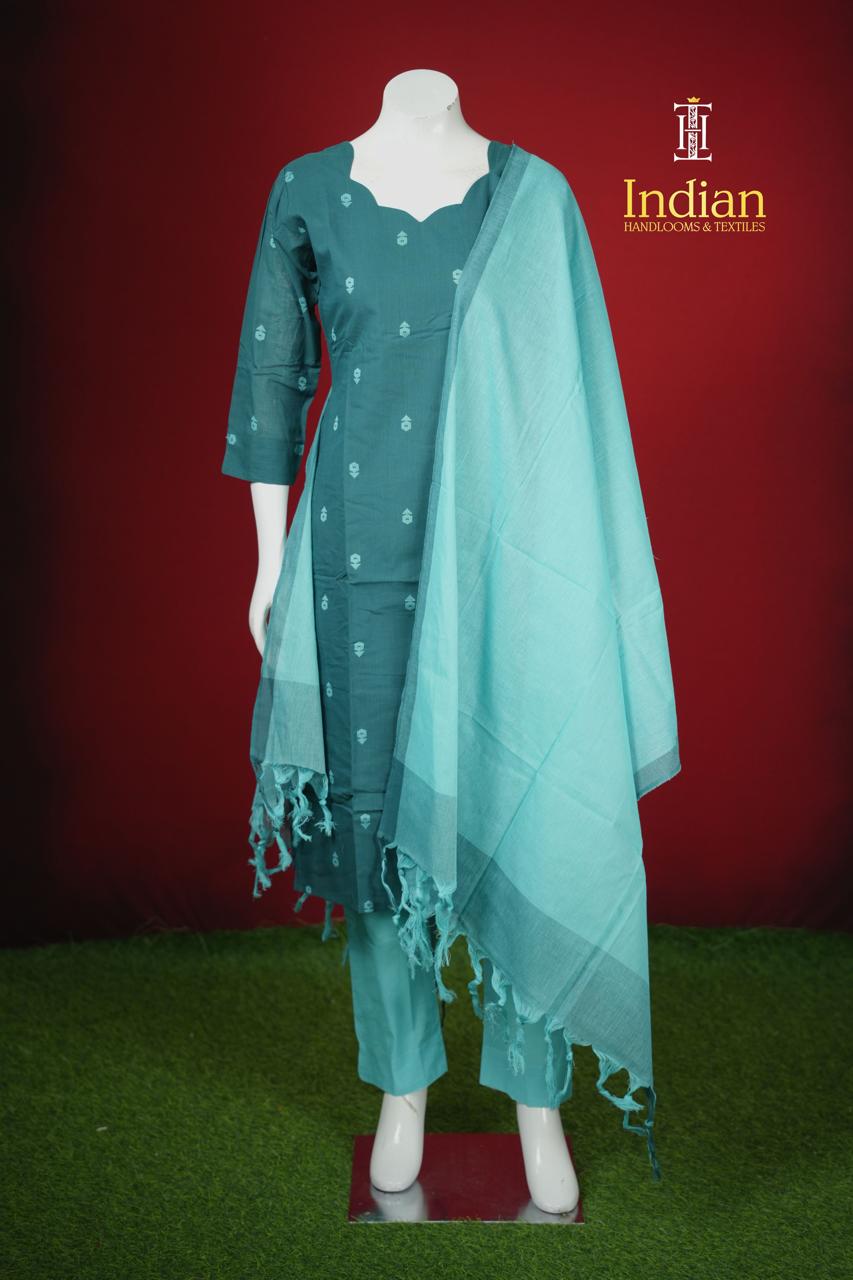 Premium Mercerised Handlooms Cotton Sets-Dark Green